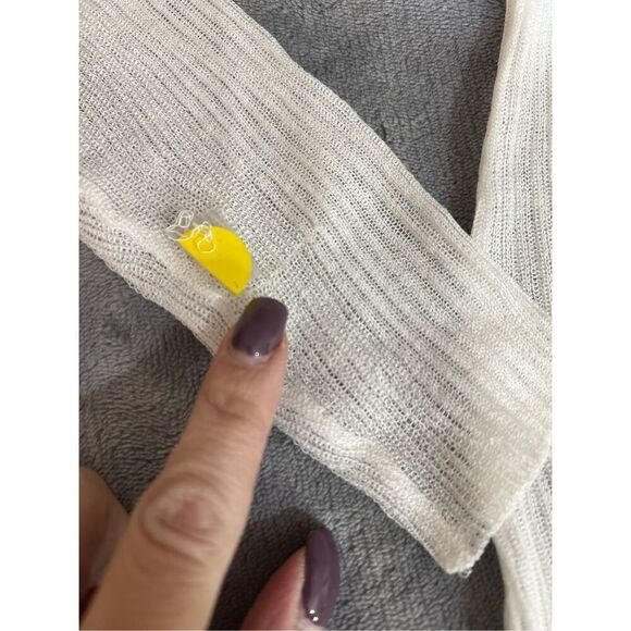 Revolve SER.O.YA Sweater Womens Sz S White Piper Turtleneck Ribbed Sheer Linen - Picture 5 of 14